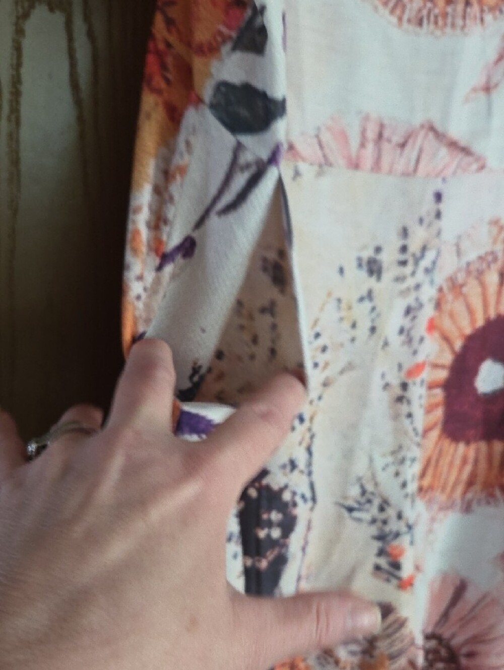 Floral NWT jumpsuit/overalls in Cream and Orange Boho Style - Picture 4 of 8